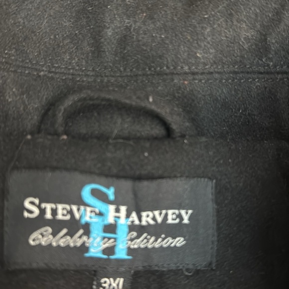 Black Wool Steve Harvey Dress coat.  Nice.  With belt. - Picture 2 of 5